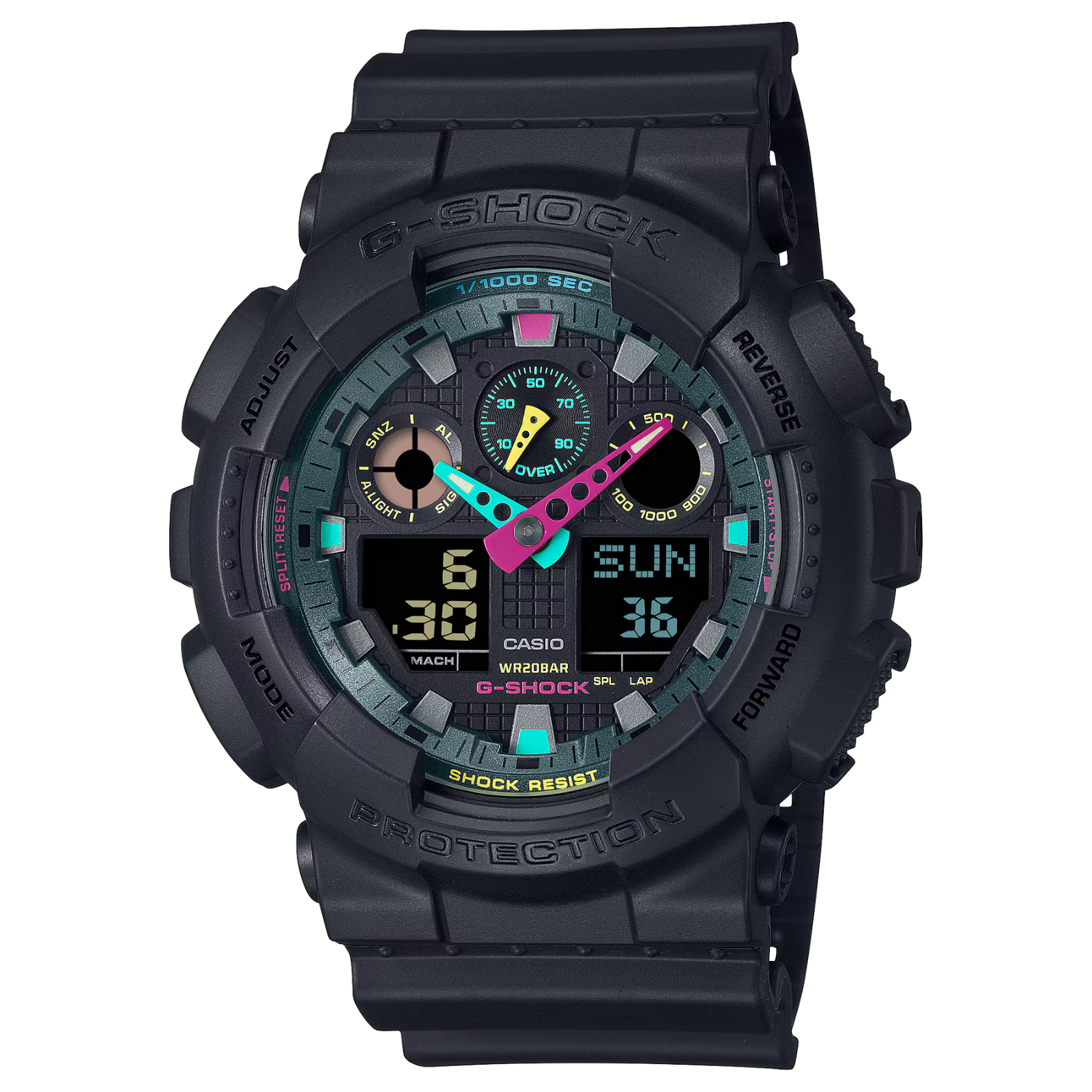 CASIO G-SHOCK GA-100MF-1AER | Matte Black Oversize Fluorescent Accent Watch