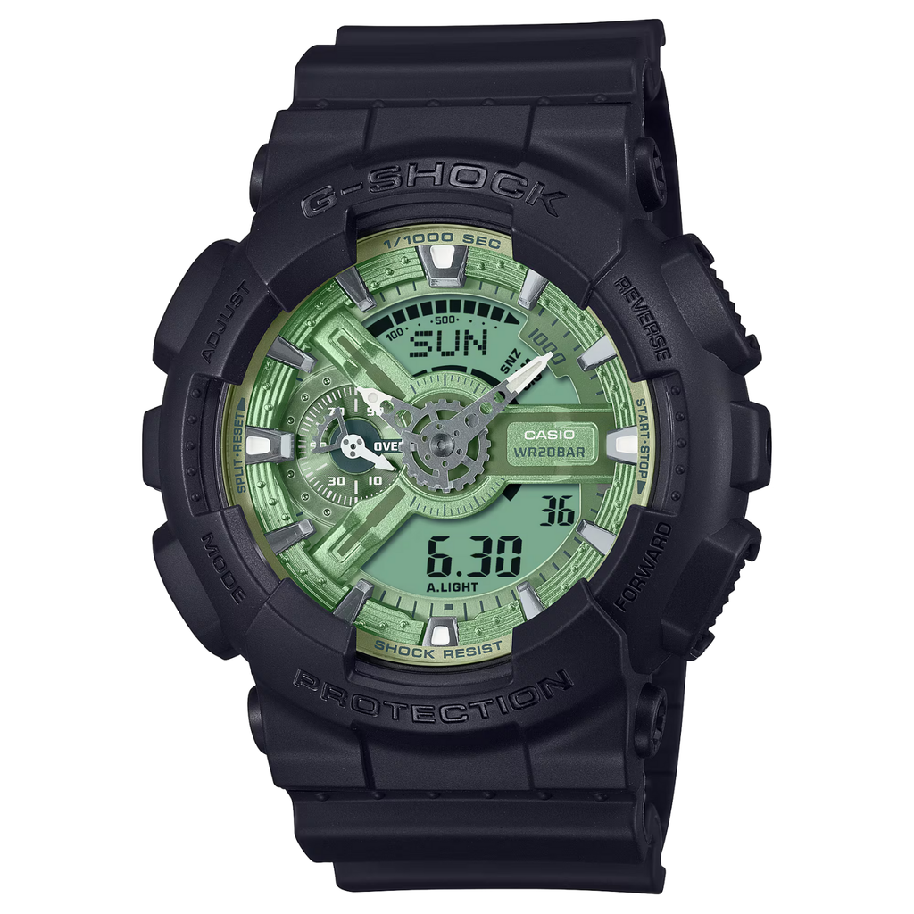 CASIO G-SHOCK GA-110CD-1A3 | Black & Sage Green Oversize Analog-Digital Watch