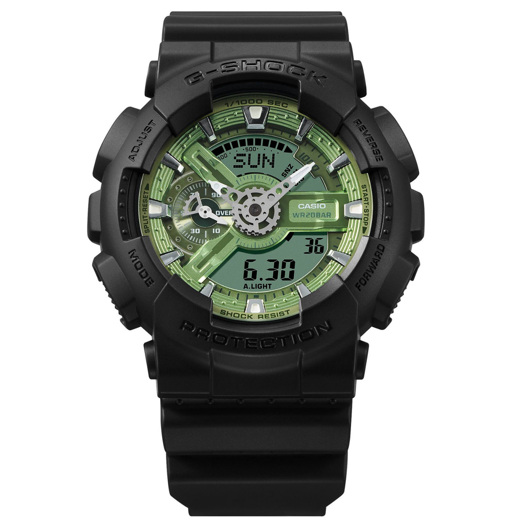 CASIO G-SHOCK GA-110CD-1A3 | Black & Sage Green Oversize Analog-Digital Watch